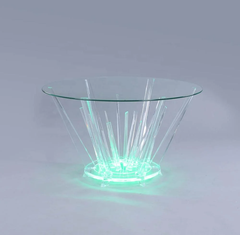 2021 High Quality New design Acrylic Round dining table with Led Light