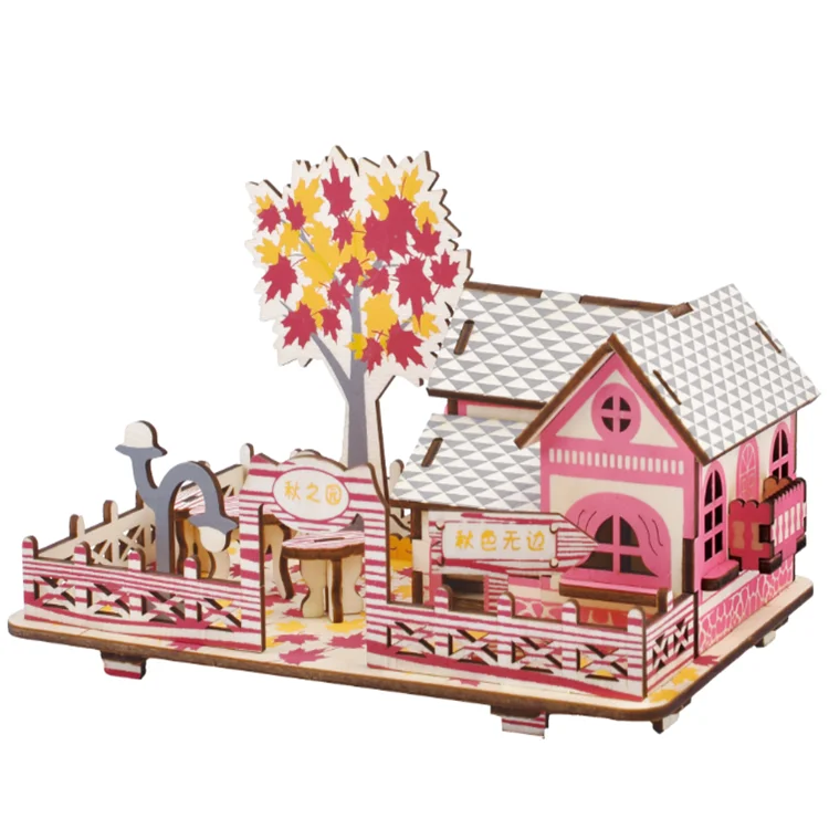 All kinds children Special Jigsaw Puzzle Season Series Wooden Cottage of Autumn