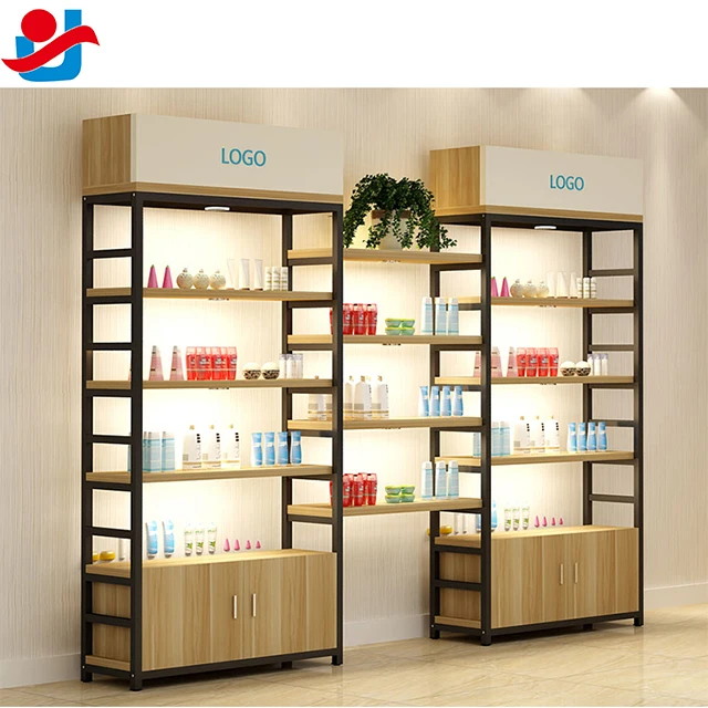 Retail Modern Fancy Store Metal Wood Shelves Display Rack /Bag Display Wood Rack Shelf