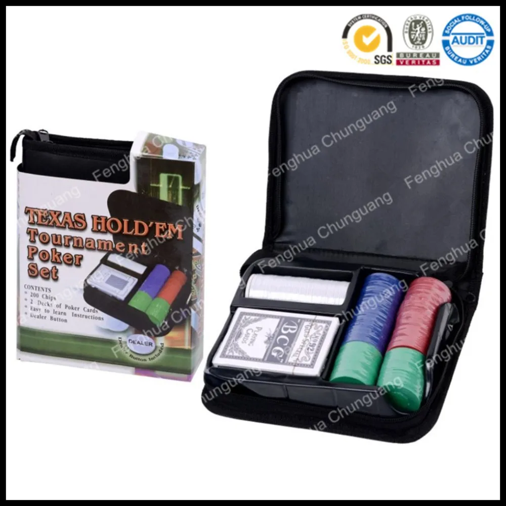 
200 Poker Chip Set with Playing Card and Dealar in PU CD Bag 