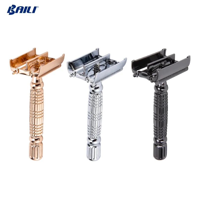 Custom butterfly double edge blade safety razor men shaving box kit