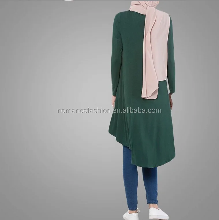 women long t shirt blouse tops muslimah plain