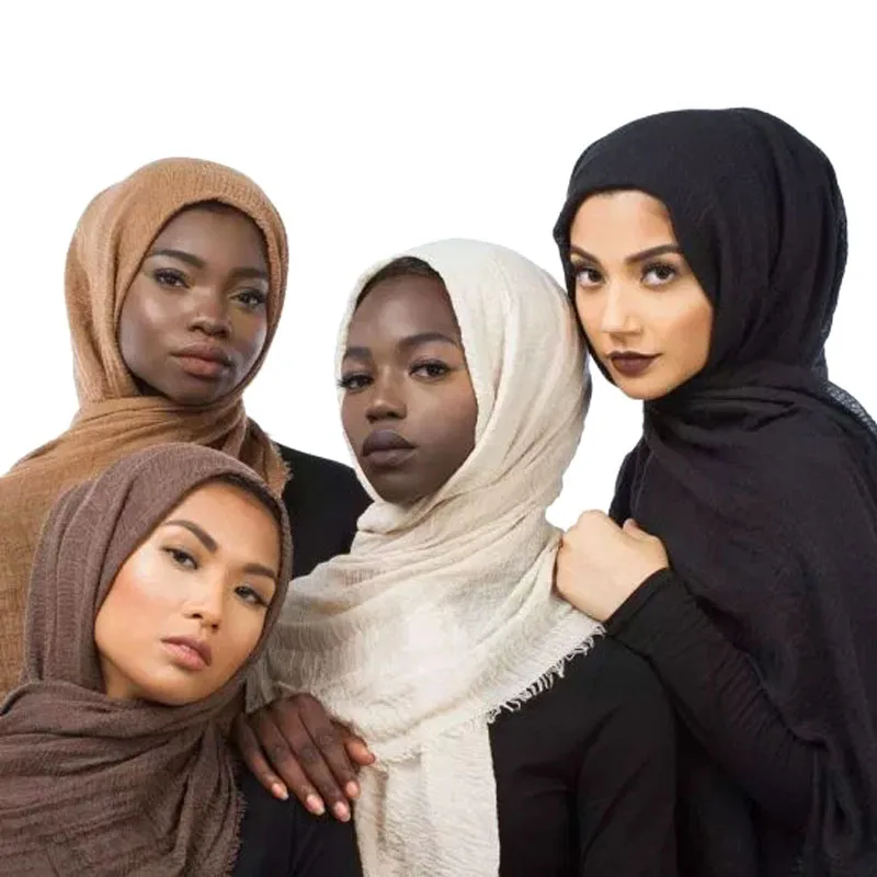 
Plain Crinkle Muslim Cotton Hijab Scarf 