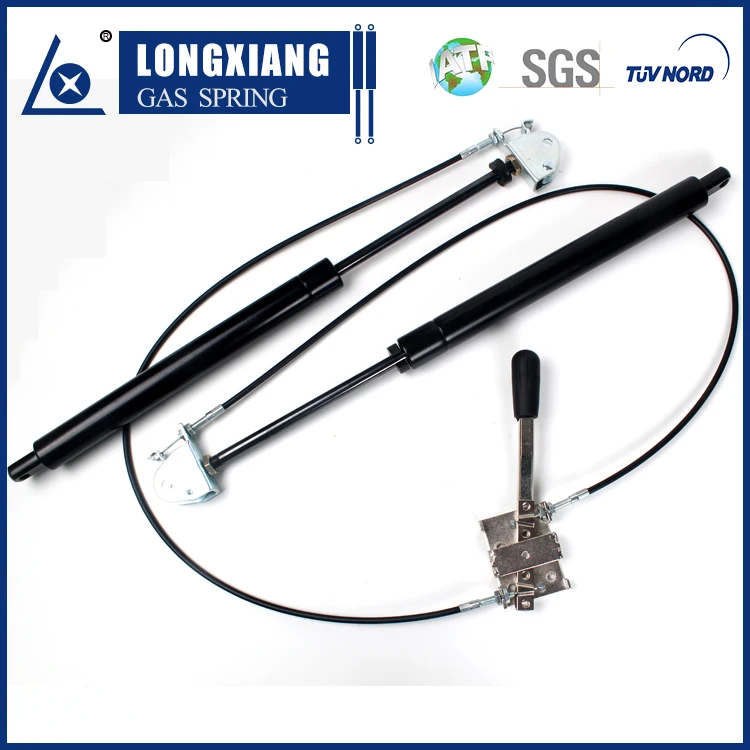 High quality locking gas spring with dual control cable and manual handle system