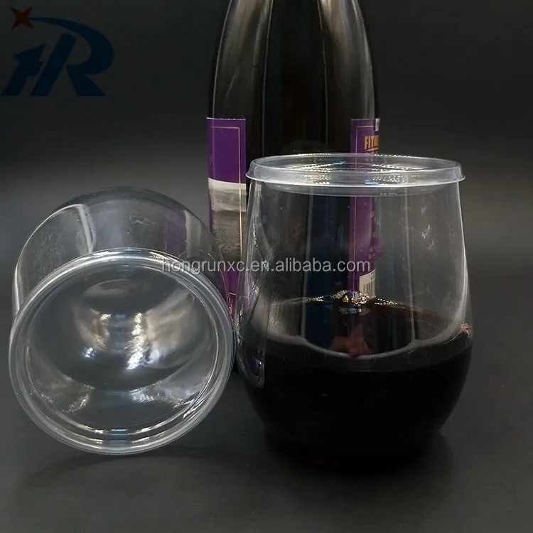 
8oz disposable Outdoor PET Wine Glasses with PET lids 