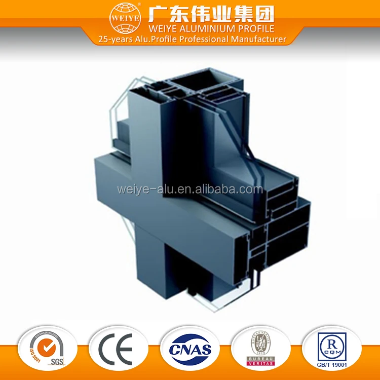 Weiye hidden framing glass curtain wall extruded aluminum profile for office building project