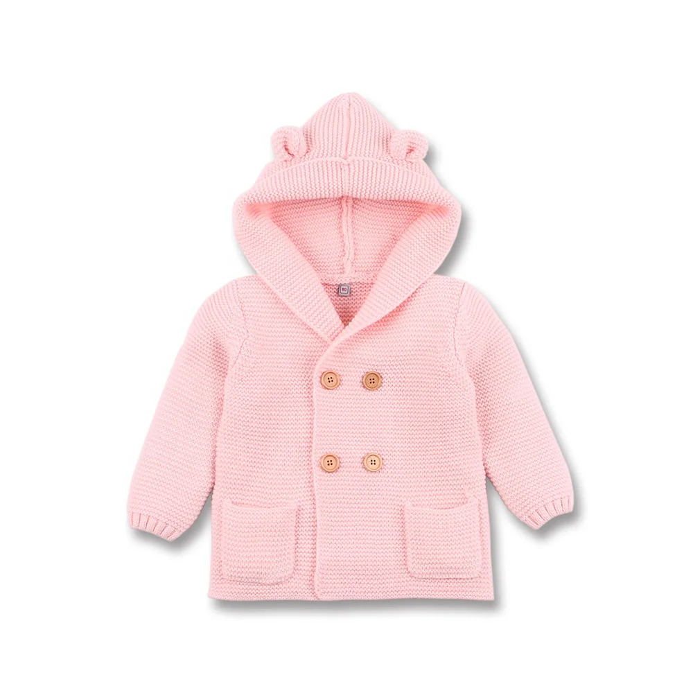 
Knit Unisex Baby Bear Kids Clothing Hooded sweater Coat with ears 