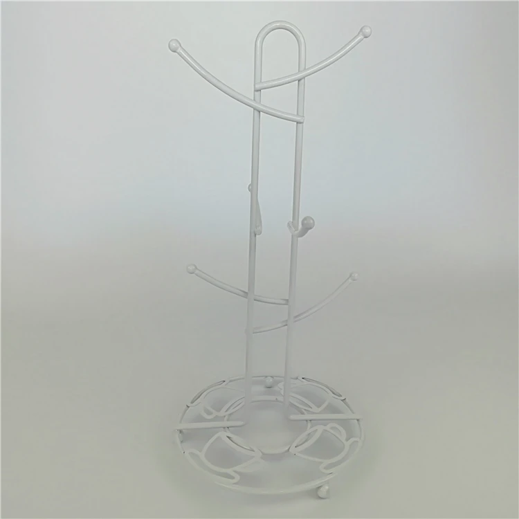 TEAPORT DESIGN WHITE METAL WIRE CUP RACK POWDRE COAT