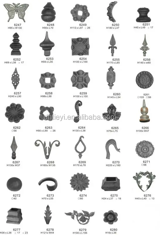 Декоративные кованые железные компоненты для забора ворот лестницы нового стиля декоративные
