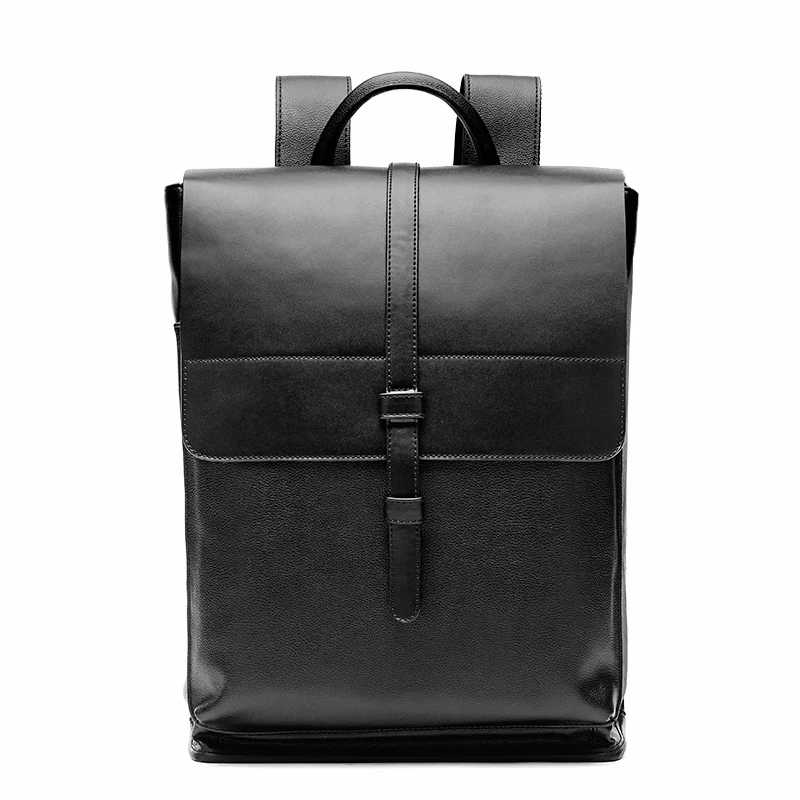 Korea famous brand 25l black school bag pu leather backpack with cooler compartment