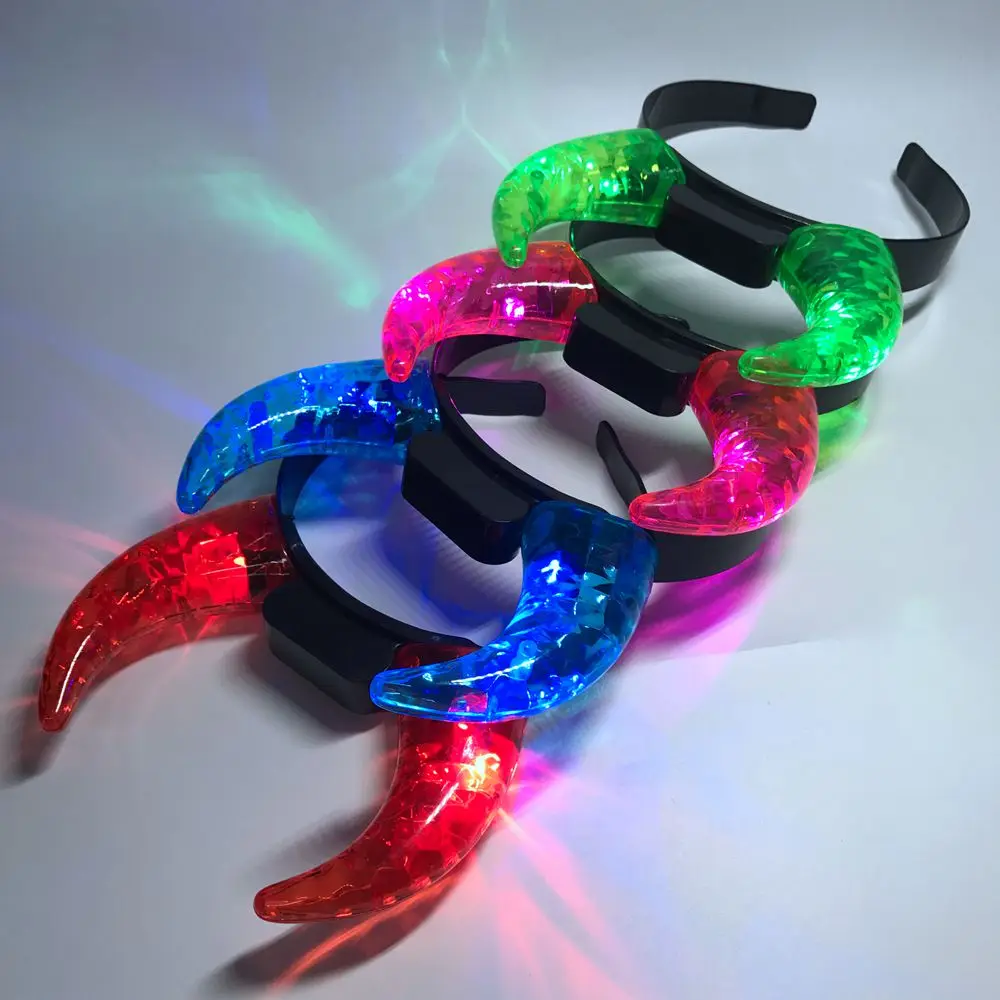 Halloween Party Supplies Customized Colorful Flashing LED Devil Horns