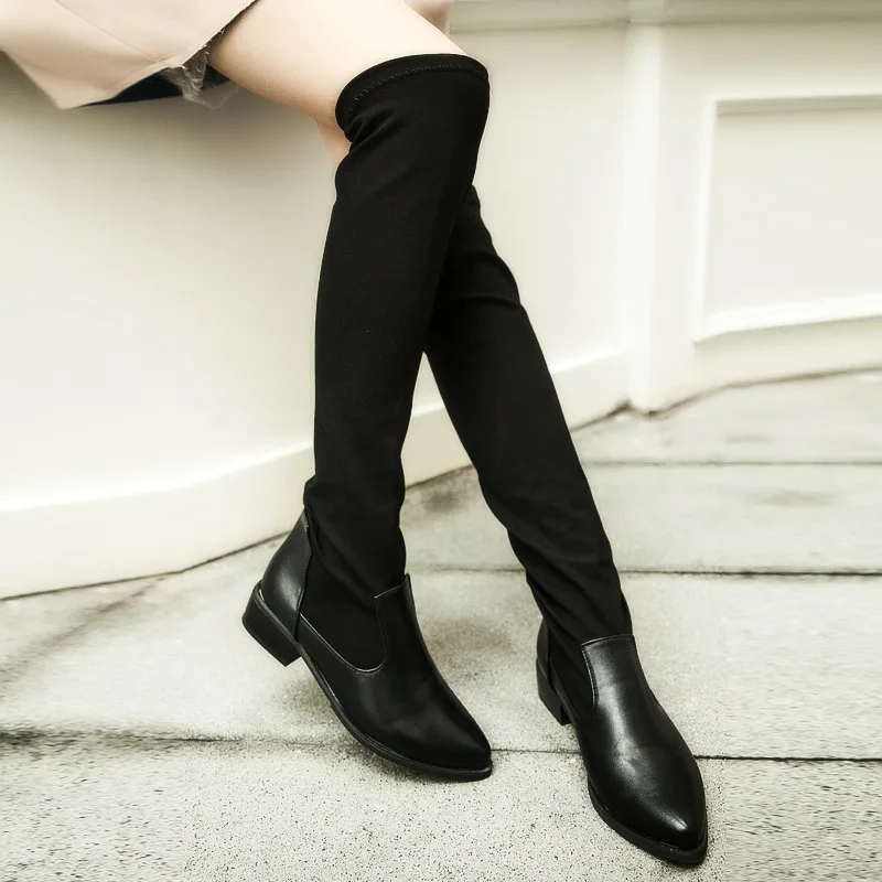 Thin Leg Skin Repair Women's Boots Low Heel Knee Boots