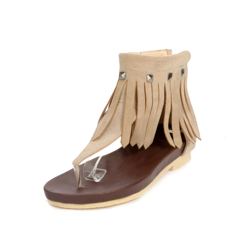 
Women fashion tassel rivet low heel sandals stylish custom best quality summer shoes 