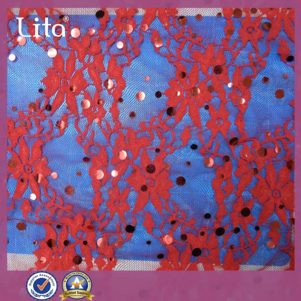 свадебные бисером и блестками кружевной ткани