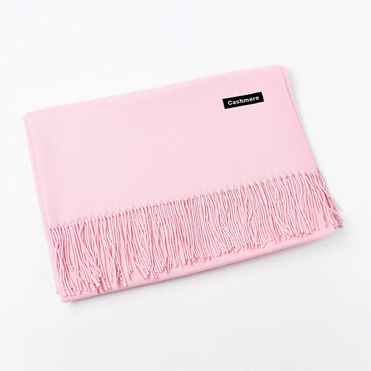 Europe graceful solid color ivory white women cashmere scarf