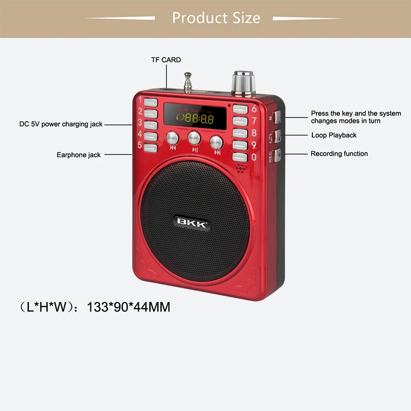 Wireless Mini Amplification Portable Voice Amplifier with TF Card (K207BT)