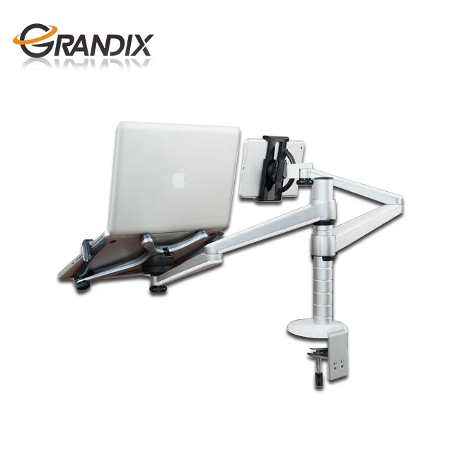 Free standing adjustable support dual laptop monitor arms mount and stands