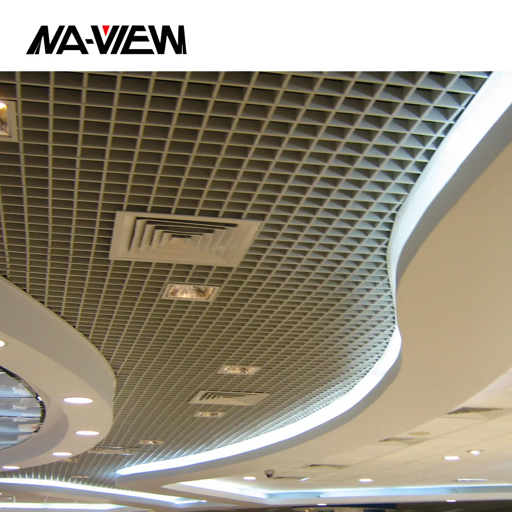 Restaurant Grid False Ceiling Designs Fireproof and Waterproof Metal & Aluminum Alloy Artistic Features for Cell Use