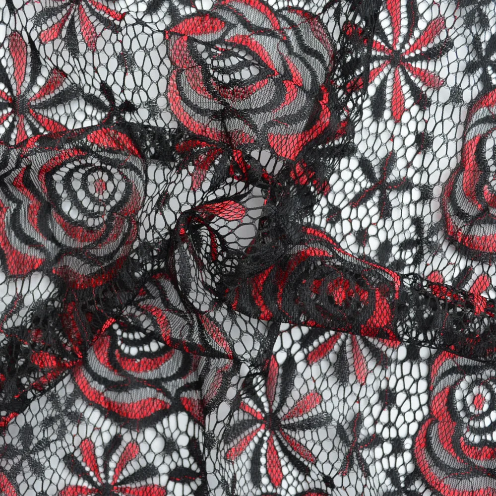 Chic two tone floral nylon/spandex raschel lace fabric for apparel