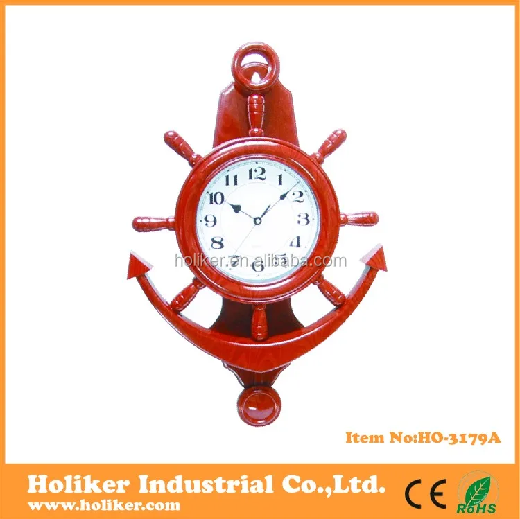 plastic ship steering wheel shape marine wall clock for decoration