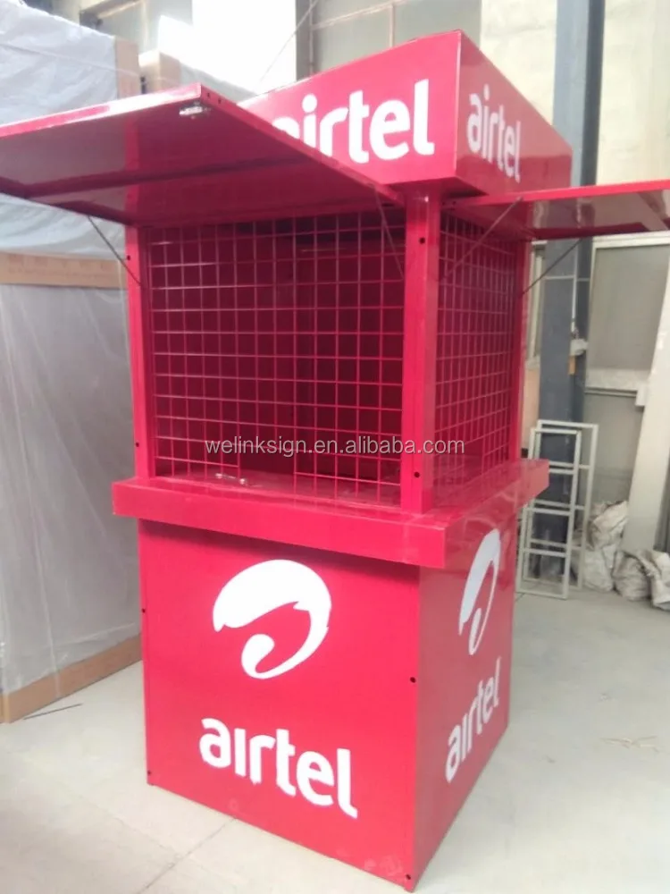 Sheet metal Airtel prefab kiosk for pop up shop