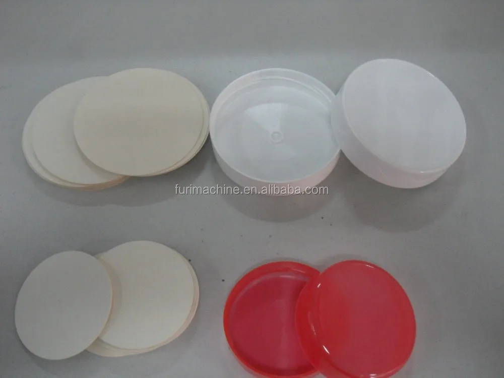 plastic medicine oil child proof children resistant cap liner die cutting and inserting wadding lining machine