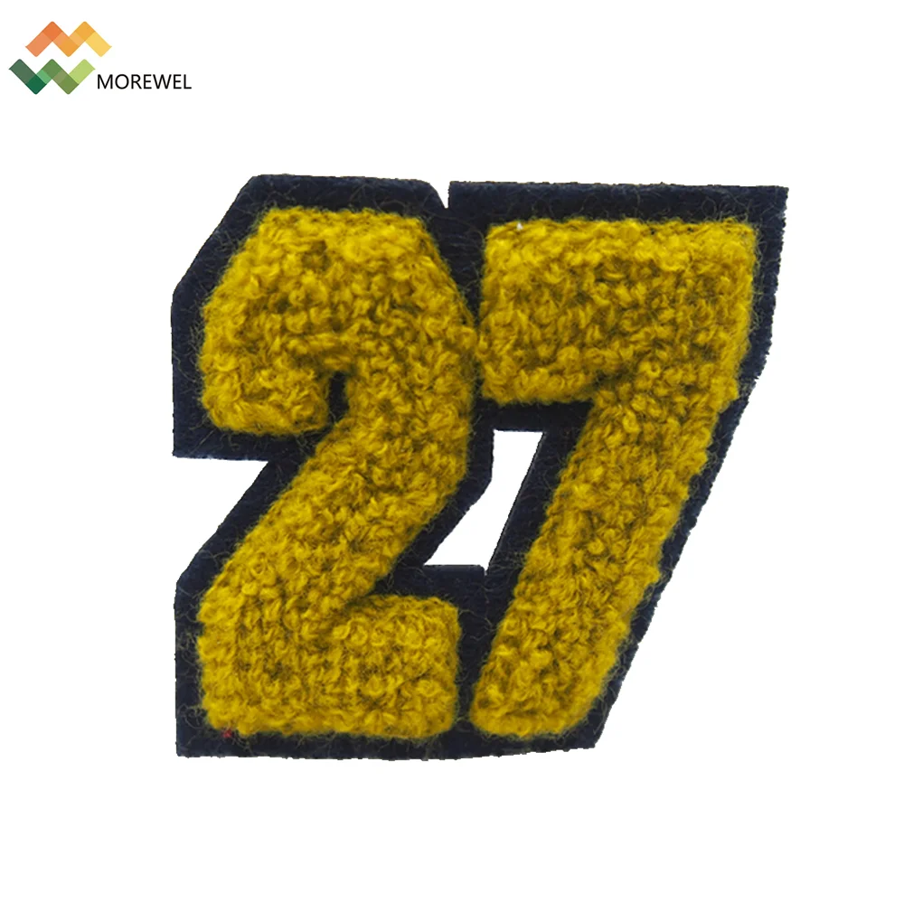 Wholesale 3D chenille patch towel embroidered patches letters applique for sweater