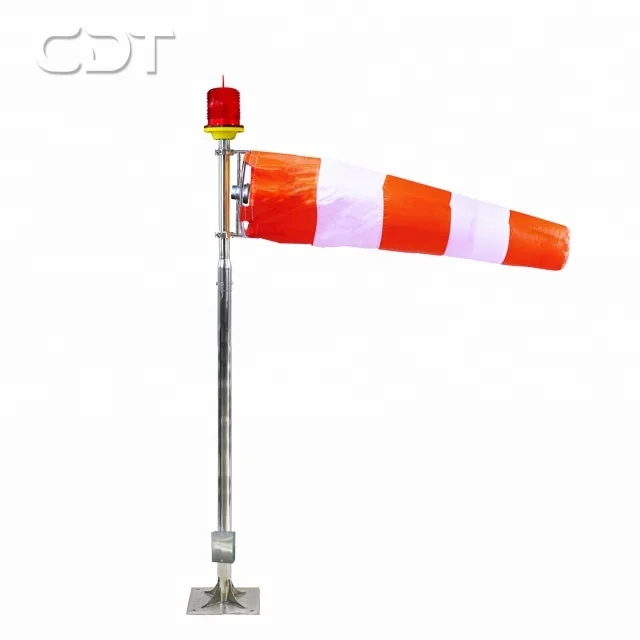 ICAO 12-feet Heliport Wind direction indicator lighted windsock Helipad Airport Wind sock with Obstruction light
