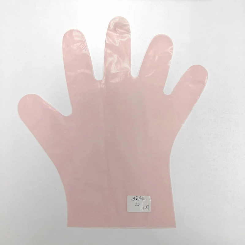One time use Embossed Light Duty Transparent Pink CPE Disposable Plastic Gloves for Food Service
