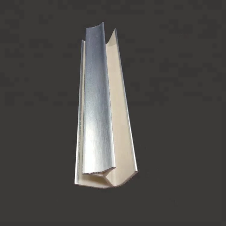 aluminum brushed plastic corner with foiled two sides for pvc skirting