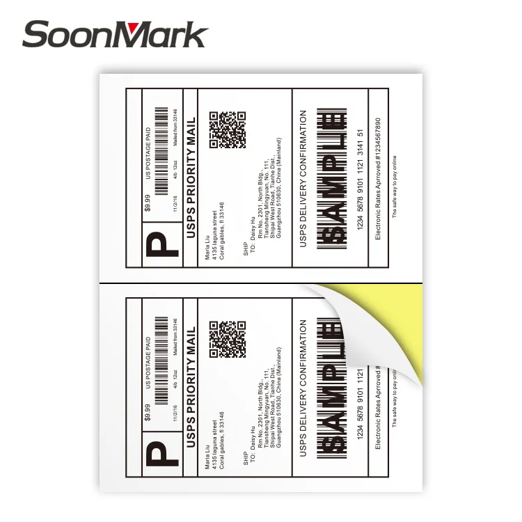 Logistic ems shipping label A4 8.5 X 5.5 2 per sheet size label