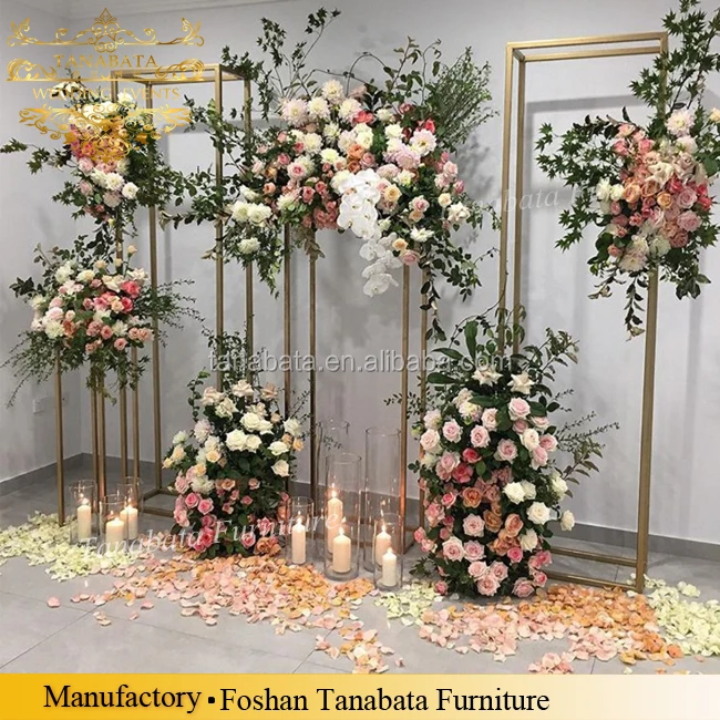 Modern decorative metal frame glass top flower stand designs