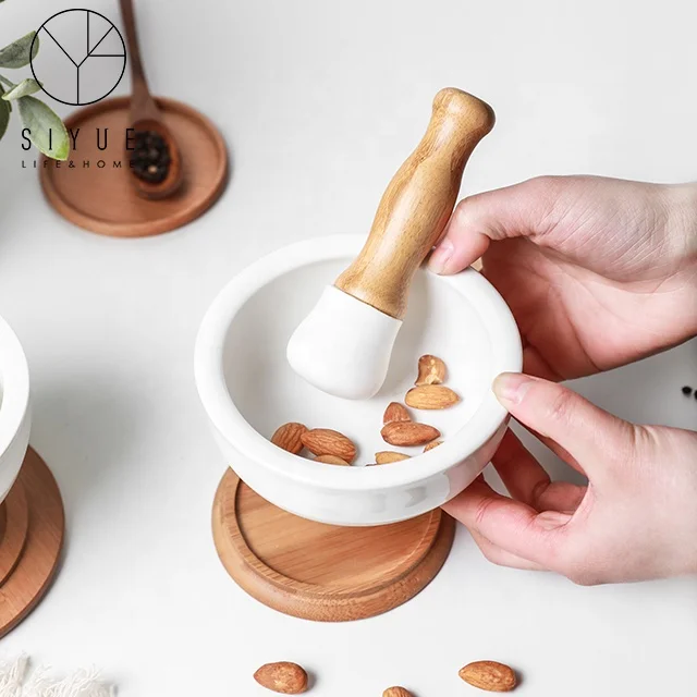 High alumina corundum ceramic mortar and pestle with lid