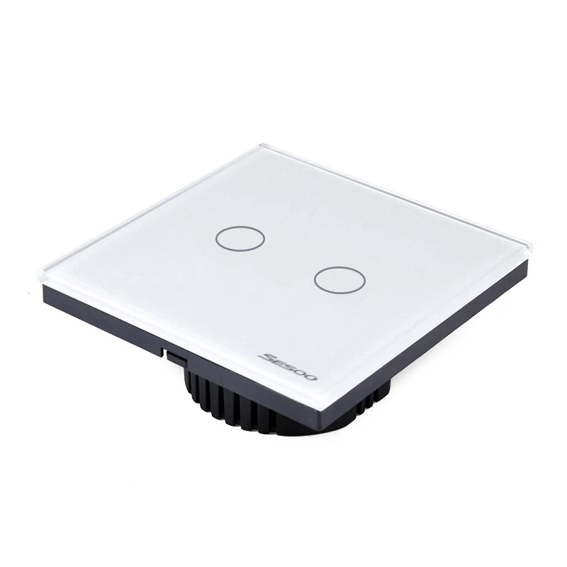 Настенный выключатель SESOO Европейского/британского стандарта, 2 клавиши, 1 канал, прозрачное стекло, сенсорный экран в европейском стиле