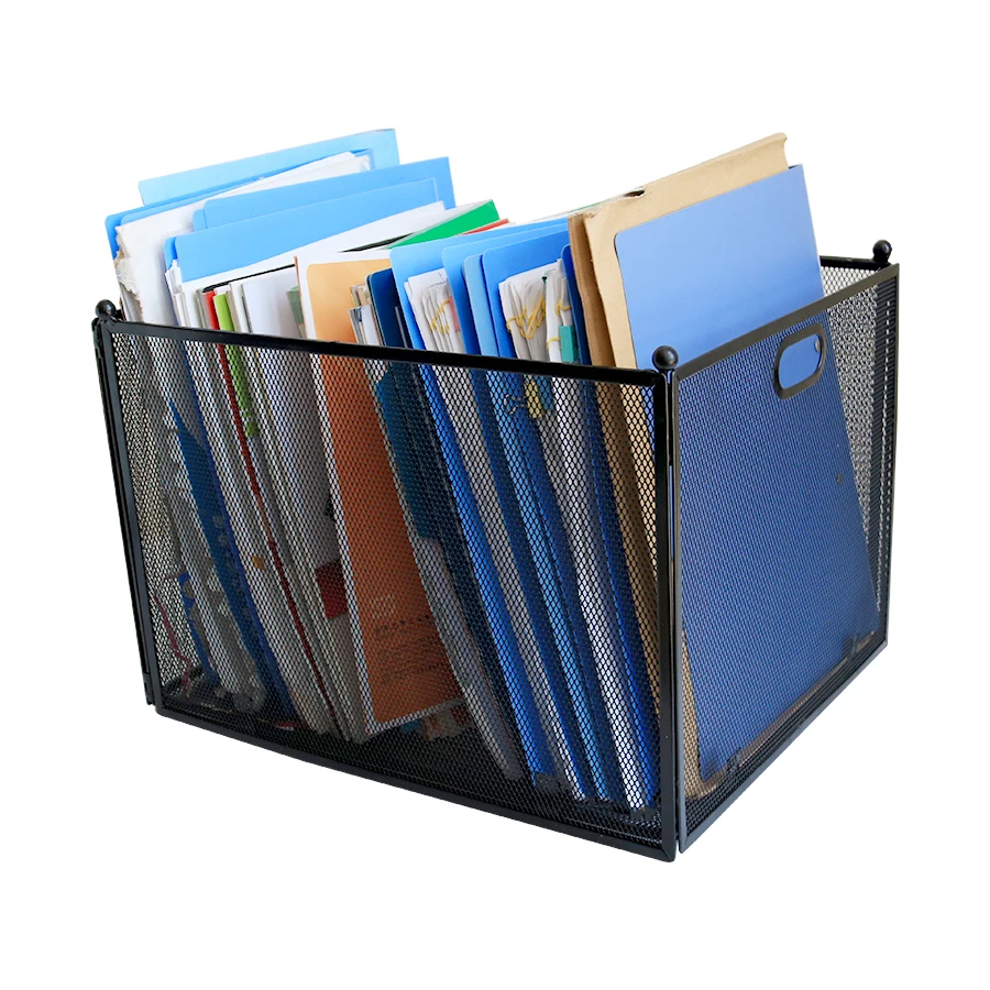 Wideny домашний офисный черный металлический Настольный складной органайзер для хранения одежды и документов сетчатый ящик для файлов папка органайзер для файлов