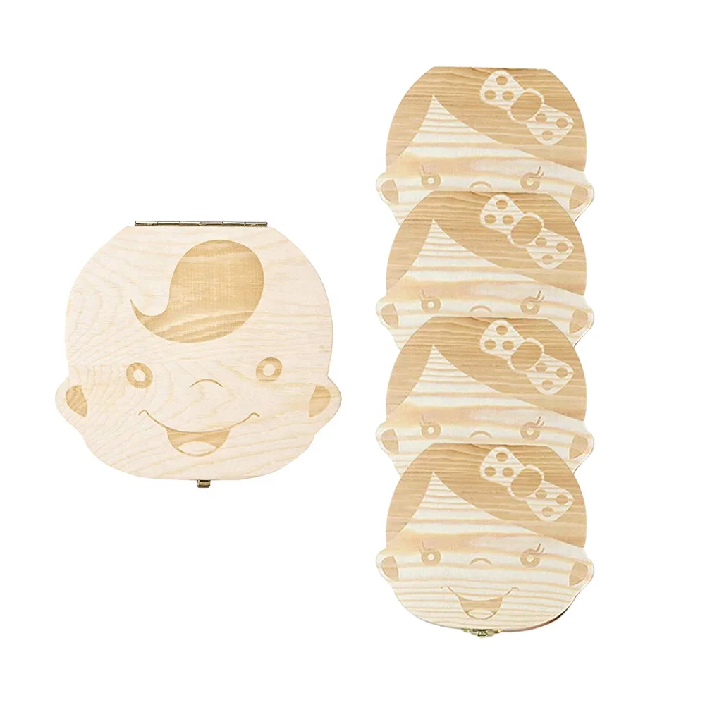 
Factory sale customizable boy girl milk teeth storage box Wood Baby Tooth Box 