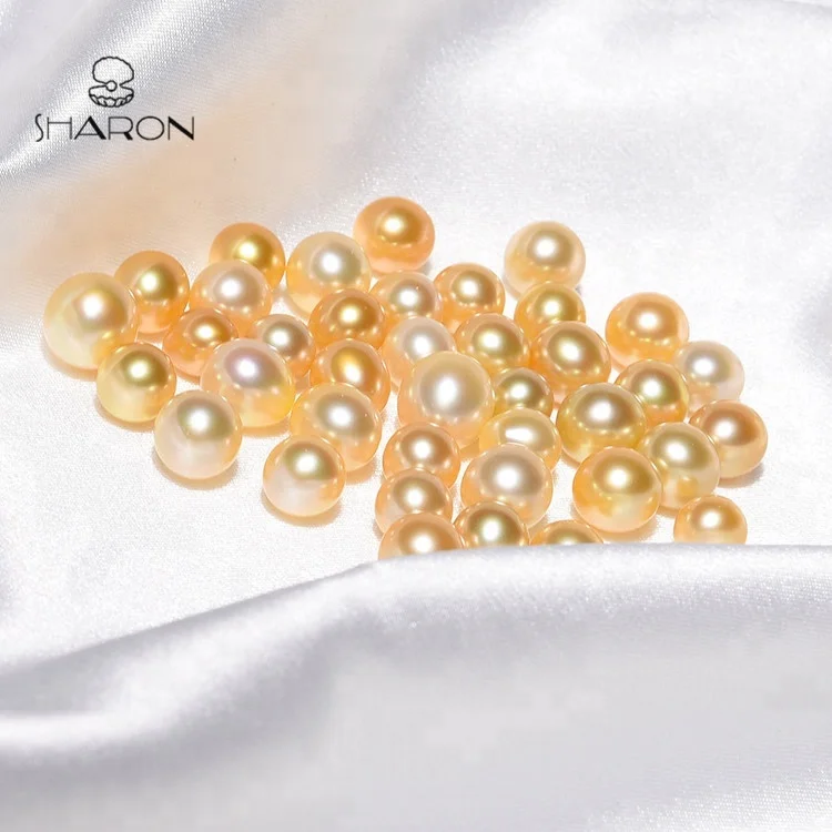 
Shiny Wholesale 8-11mm AA+ Round Golden Loose South Sea Saltwater Bulk The Bead Pearl 