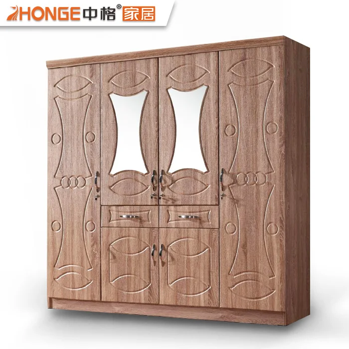 Bedroom modern design PVC cloth closet cabinet wooden 6 doors wardrobe