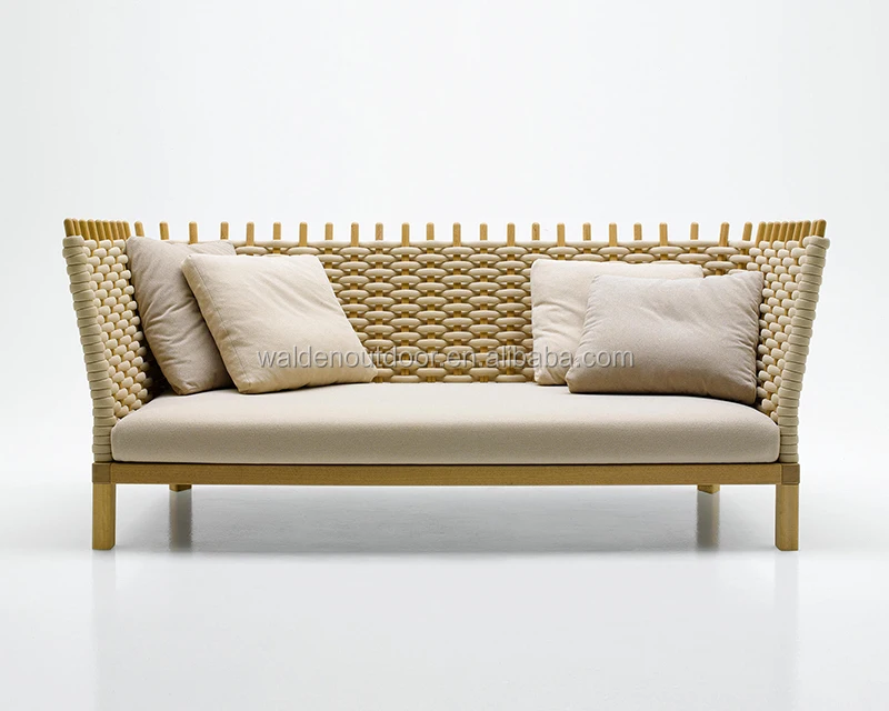 2019 Walden high quality wood rope weaving sofa lounge outdoor furniture