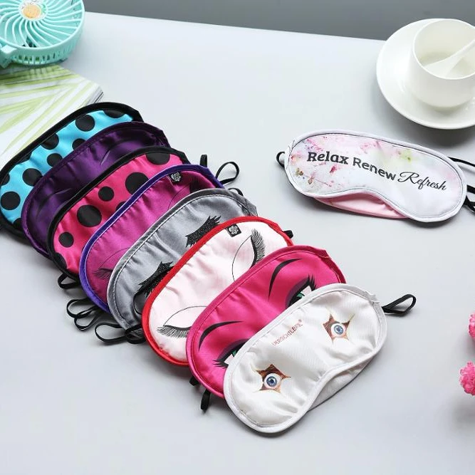 Одноразовая симпатичная маска для глаз из сатина и полиэстера с буквенным принтом животного для сна по конкурентоспособной цене