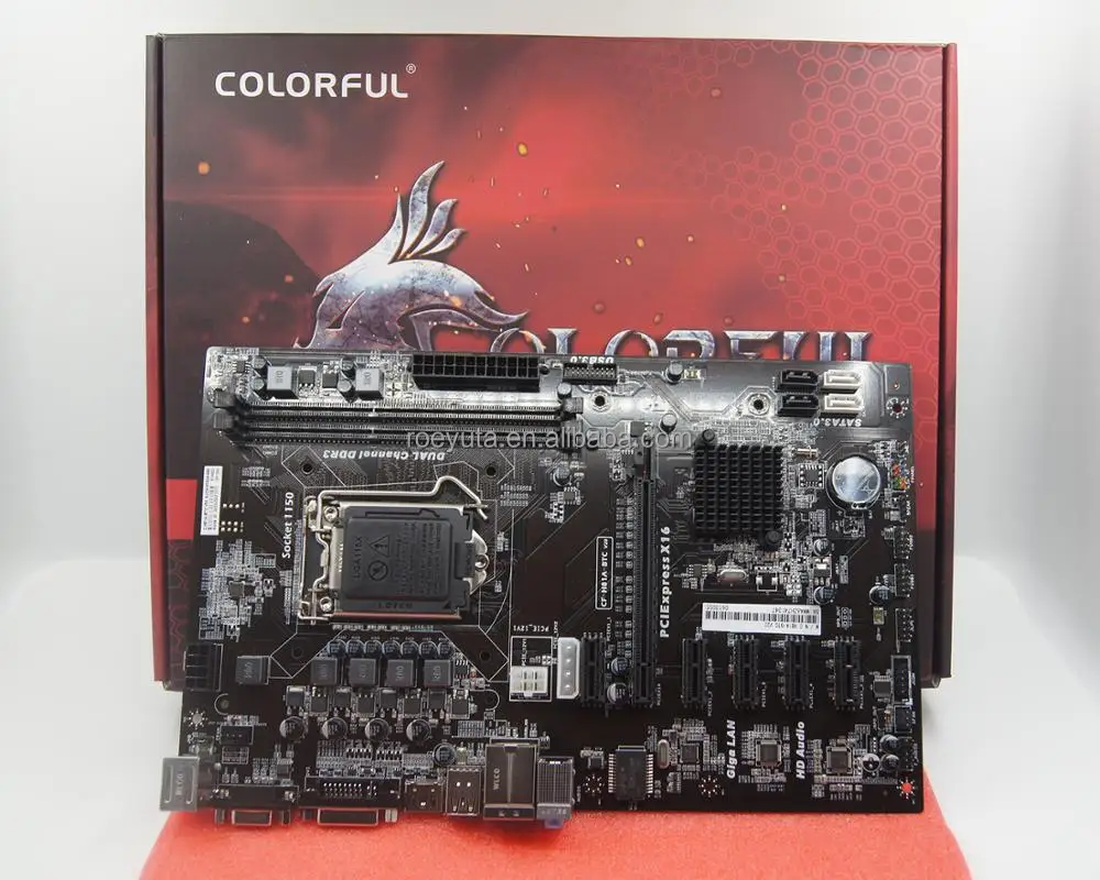 6 графика материнская плата Красочные H81A-BTC V20 6 PCI 1х до 16х слот питания Ethereum Zcash шахтер