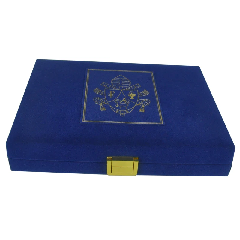 Velvet Coin box With Metal Clamp Fastenenrs and EVA velvet touch book adhesive creative custom logo
