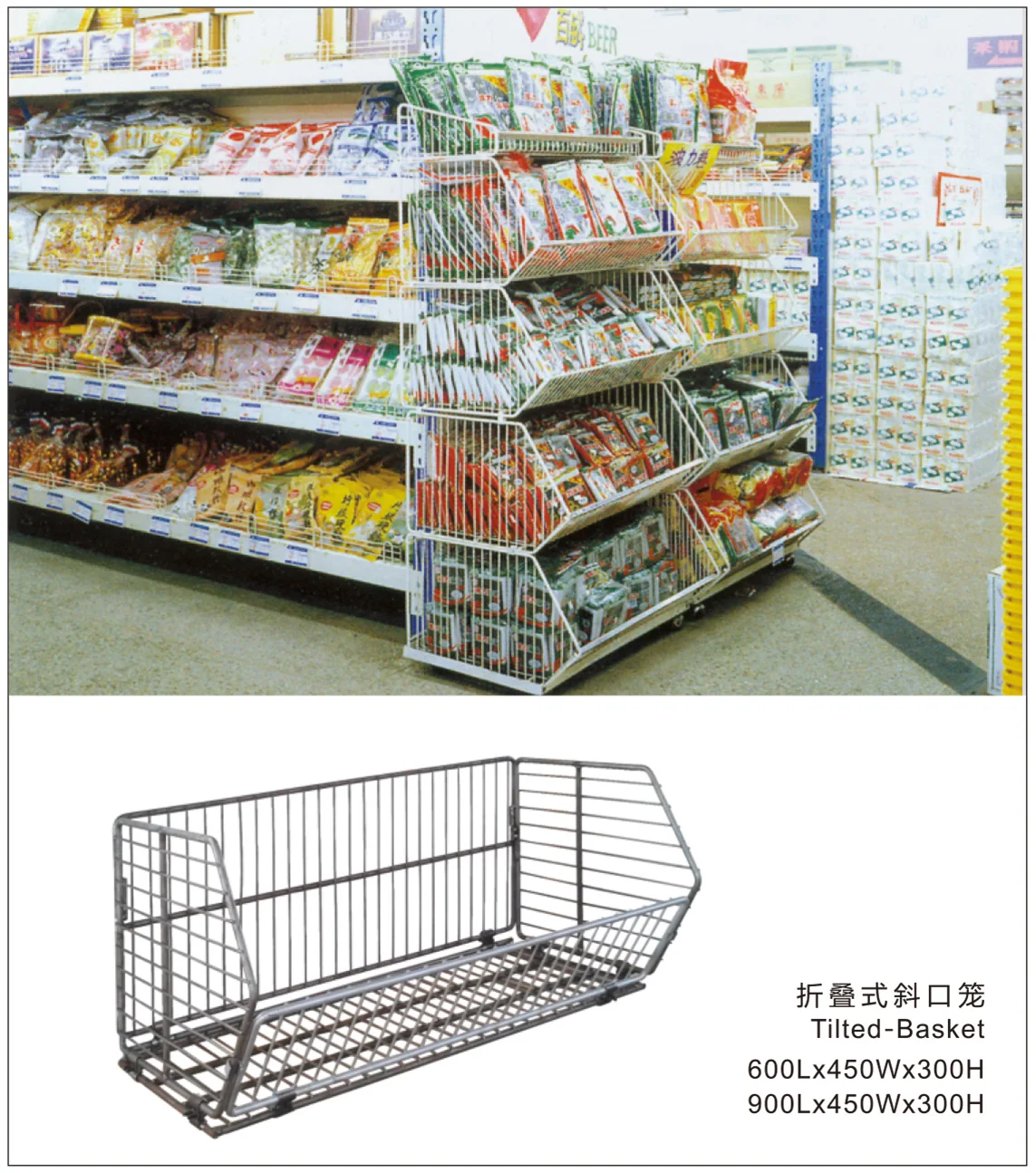 Grocery Store Stacking Metal Wire Storage Basket Display Stand