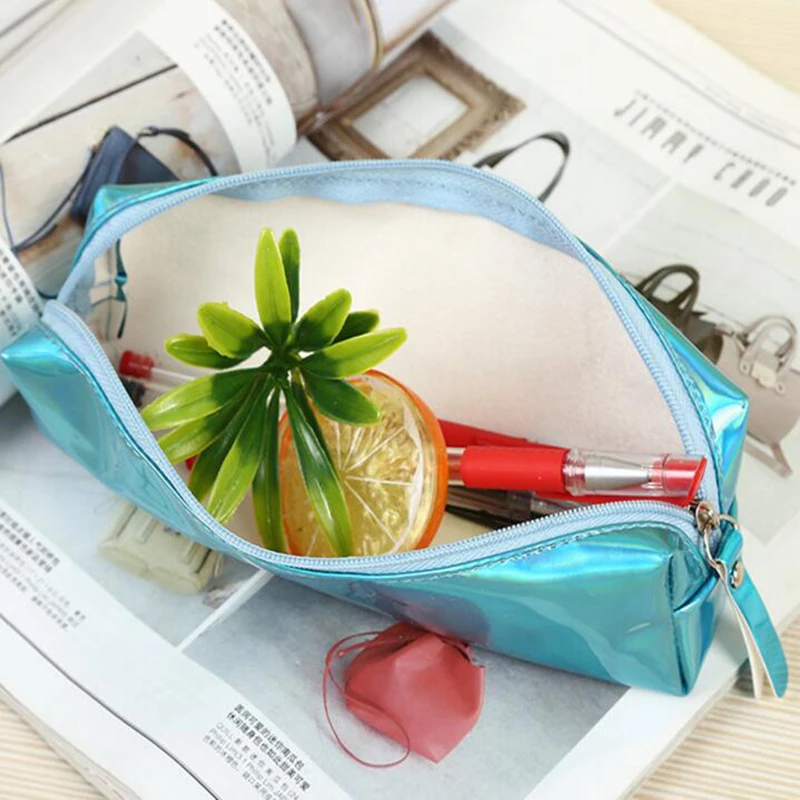 Kawaii Laser Transparent Pencil Case Student School Pencil Case For Girl