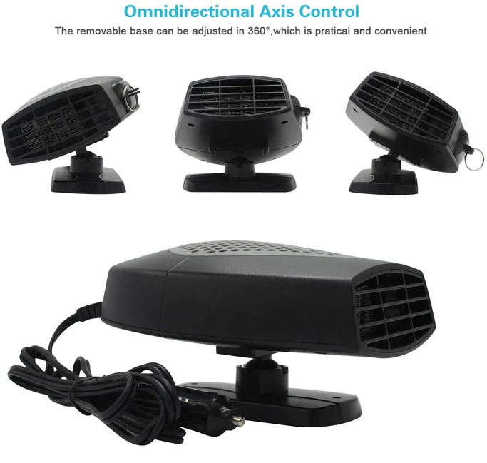 Portable Car Heater 12v Snow Removal Quickly Fan Automobile Warmer and Defroster with Swing-Out Handle 360 Degree Vehicle Swivel
