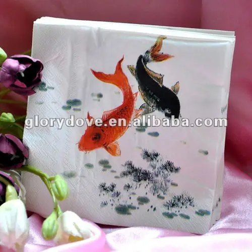 fish printed paper napkin cocktail napkins dinner napkins