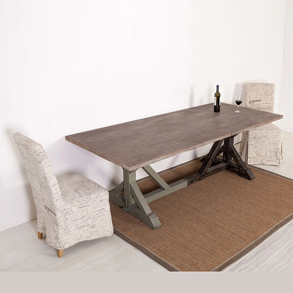 Antique reclaimed recycled wooden office work meeting study center dinner dining table