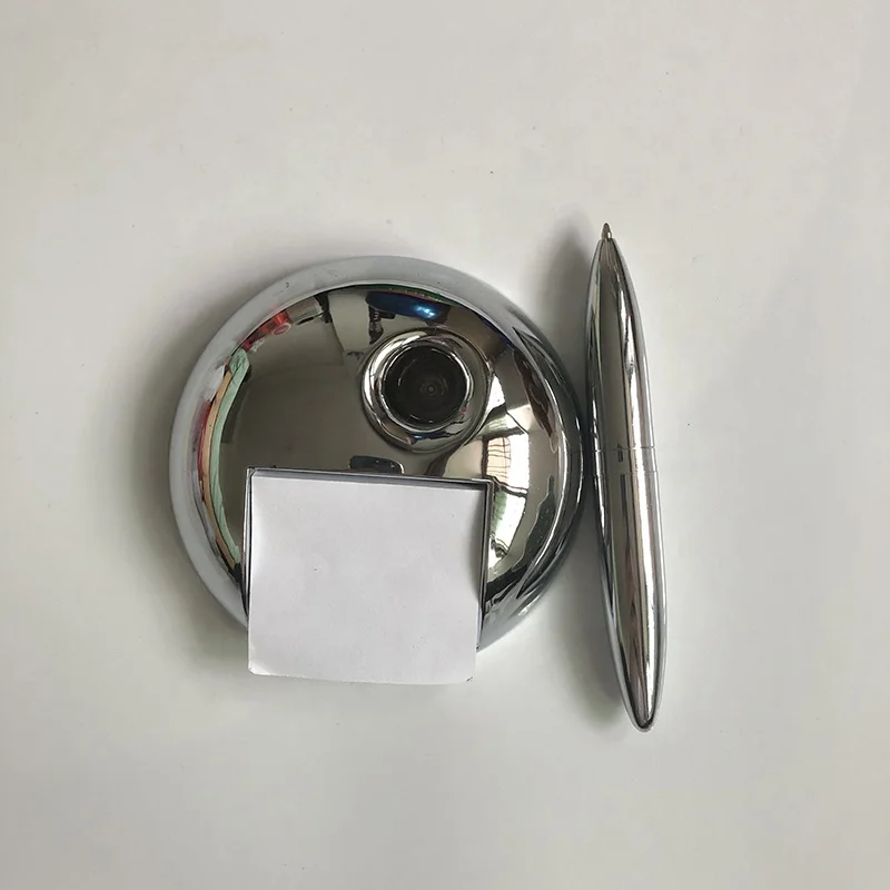 Office & School Supplies Custom Logo Advertising Metal Round Stand Magnetic Floating Pen Set With Memo Pad