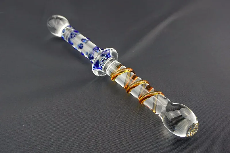 long huge double end safty glass dildo big penis crystal anal plug sex toys for lesbian
