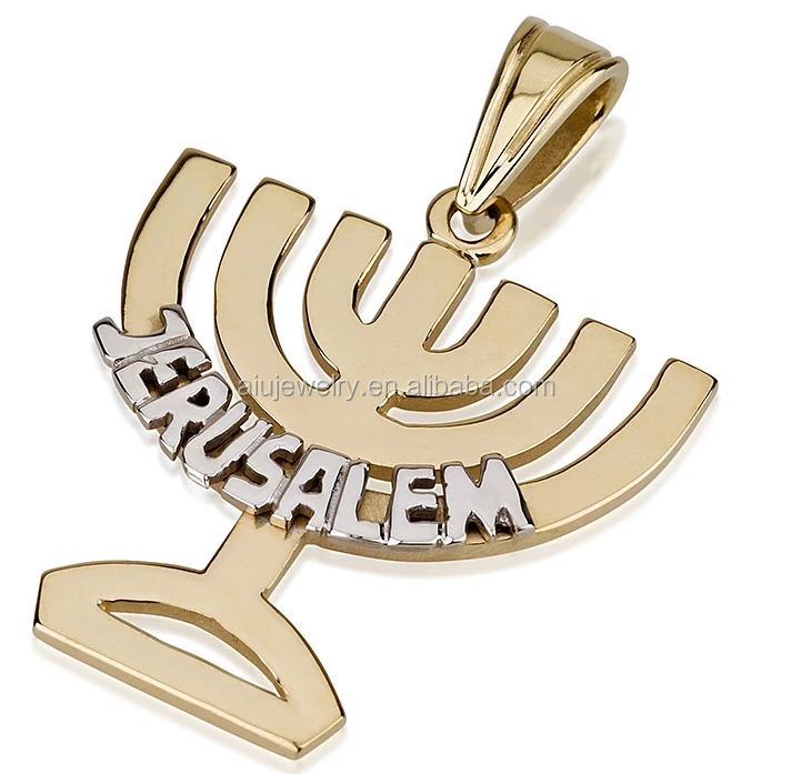 18K желтое золото Mezuzah Menorah ювелирные изделия